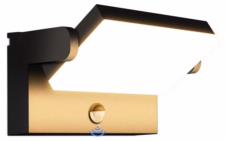 Lampada da parete da 60W con sensore di movimento, 5000 lumen, 3000K, grado di protezione IP65, colore nero