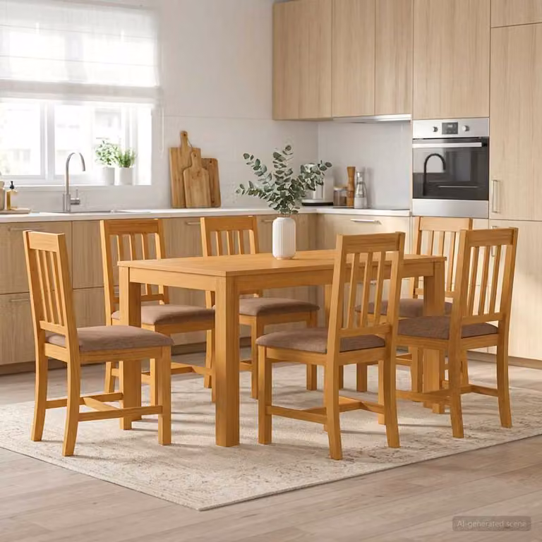 vidaXL Set da pranzo moderno in legno di quercia composto da 7 pezzi, colore grigio e marrone, L: 150 cm, P: 75 cm, H: 85 cm