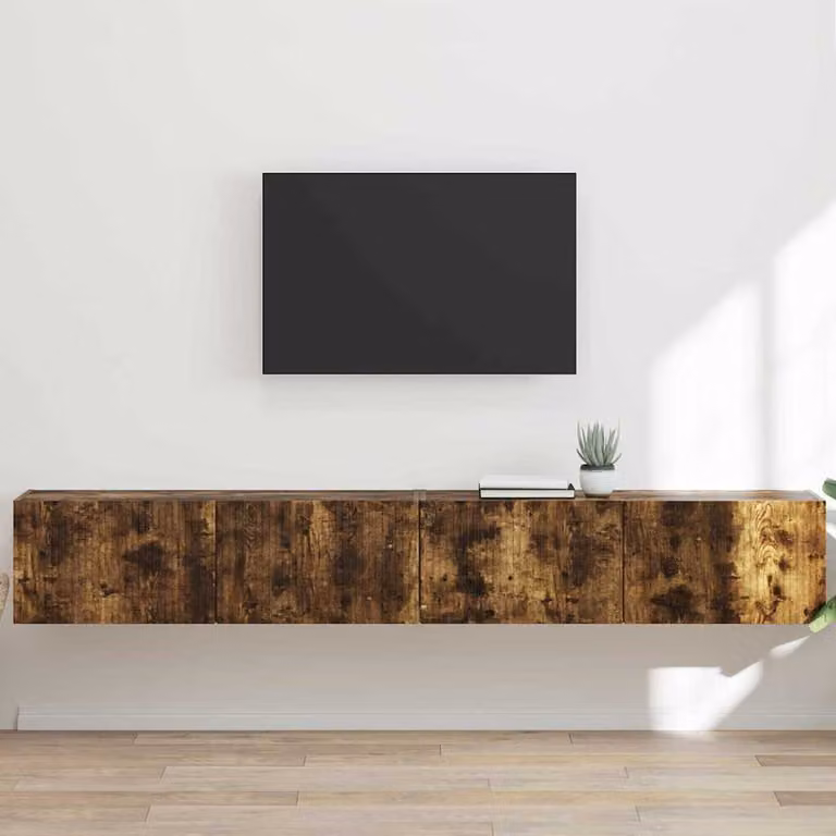 Set di 2 mobili TV da parete vidaXL in legno ingegnerizzato Rovere fumé marrone moderno