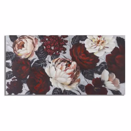 Quadri Moderni DIPINTO SU TELA WHITE/RED FLOWER LIGHTBACK 150X3,8X76 Mauro Ferretti