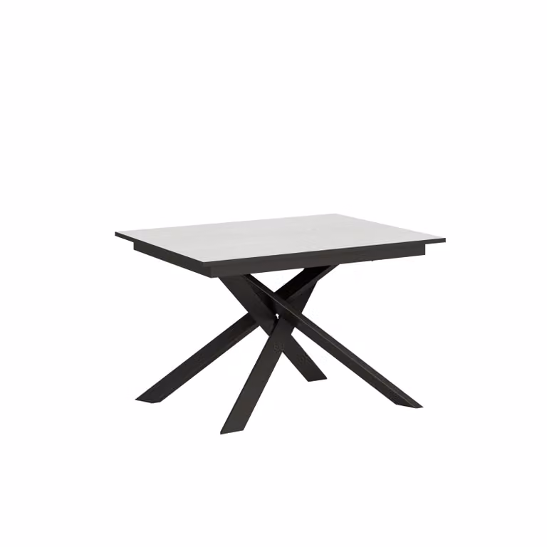 ITYHOME - Tavolo allungabile 120/180x80 cm Ganty bianco frassino - bordo antracite telaio e gambe antracite
