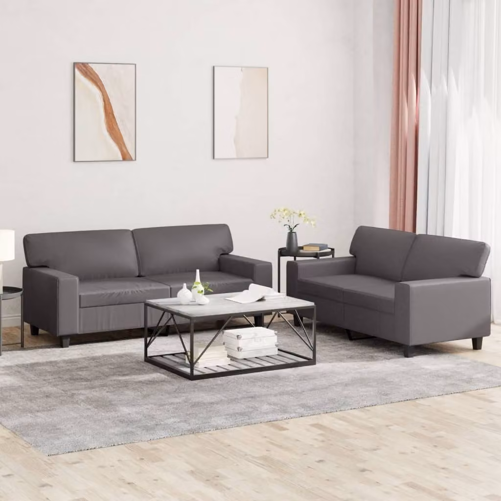 Maison Exclusive - Set divano 2 pezzi in ecopelle grigia