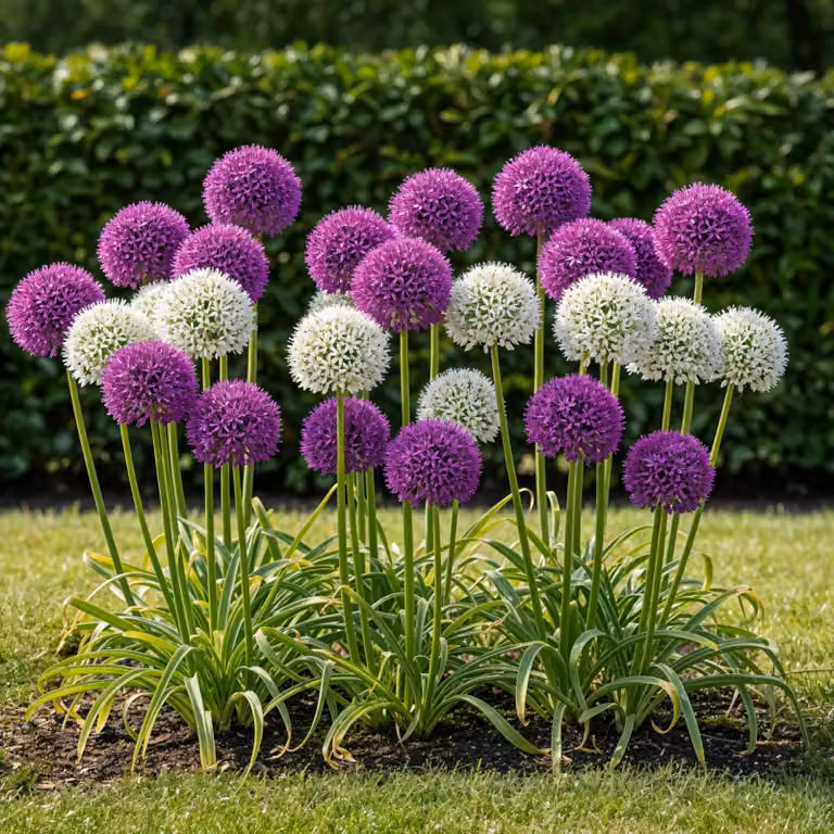 Bulbi da fiore Exotenherz - Porro ornamentale Allium viola-bianco mix (15 pezzi) Diametro 10-12cm