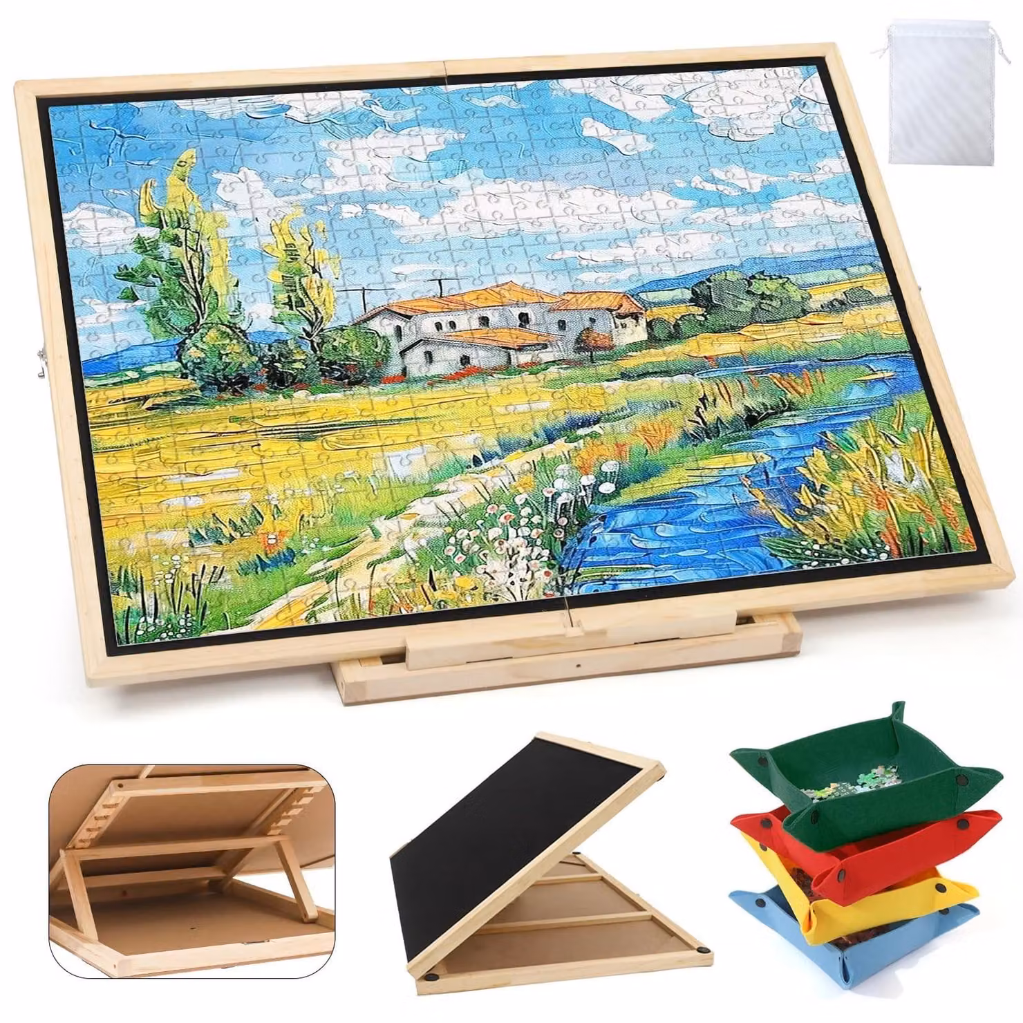 Solidchoice - Tavolo pieghevole per puzzle con 4 scomparti di smistamento