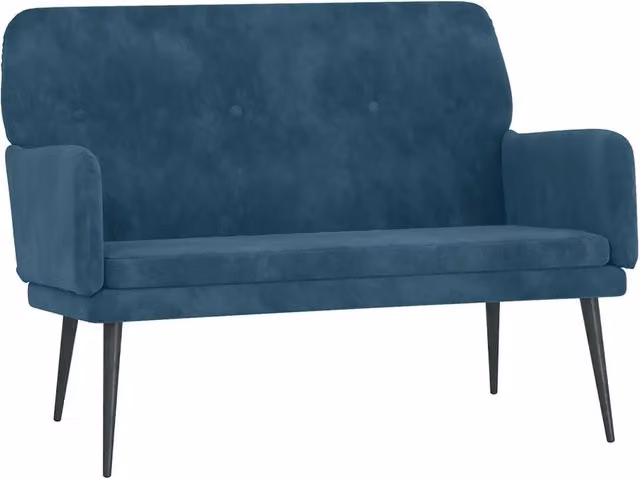 Panca in velluto blu DESIGN IN con struttura in metallo L: 108 cm, P: 40 cm, H: 79 cm – 1