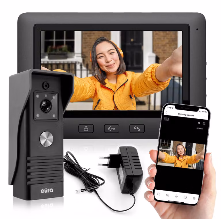 Monitor video-citofono a colori da 7 pollici - Sistema a 4 fili - Connessione Wi-Fi
