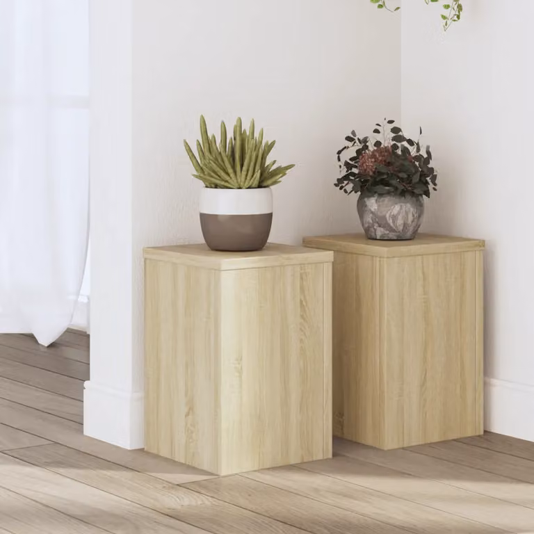 Set di 2 supporti per piante moderni vidaXL in legno color beige e marrone, L/P/H: 20 x 20 x 30 cm