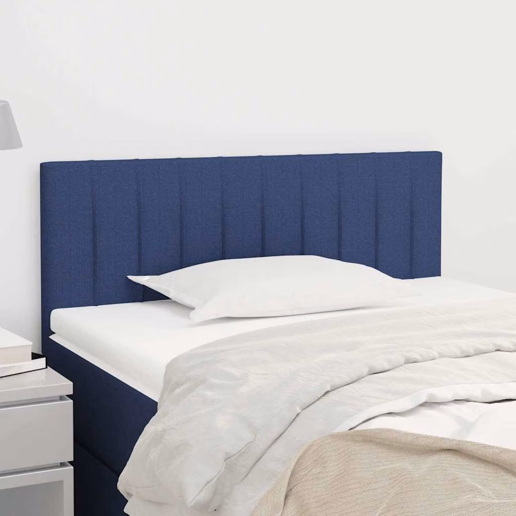 Testiera per letto vidaXL in tessuto blu con struttura in legno e pannello imbottito L: 90 cm, P: 5 cm, H: 78-88 cm
