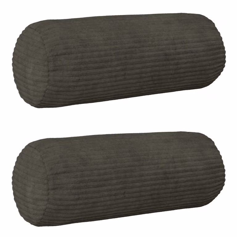 Set di 2 federe vidaXL HEERLEN in velluto a coste color antracite, forma ovale, Ø 15 x 40 cm