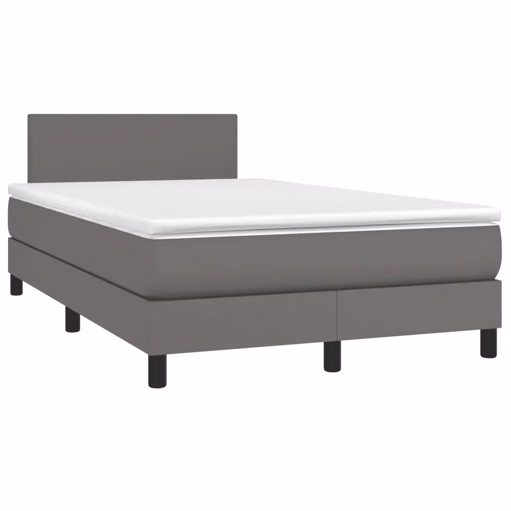 Letto con Giroletto a Molle e Materasso Ibrido vidaXL in Similpelle Grigio e Bianco L/P/H: 120 x 200 x 88 cm – 2