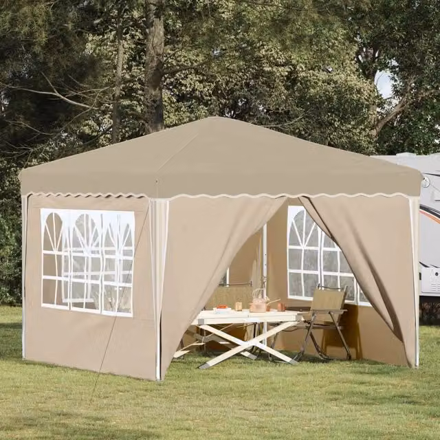 Gazebo pop-up DESIGN IN per feste, colore beige, L/P/H: 288 x 288 x 245 cm – 1