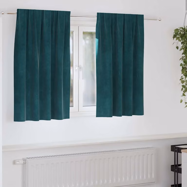 Set di 2 tende oscuranti vidaXL in velluto verde, L 140 cm x H 140 cm