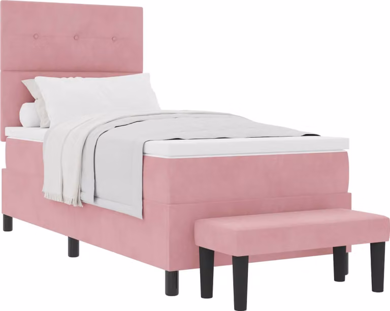 Letto a molle con testiera Rosa 200 x 100 cm Velluto