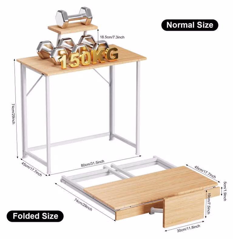 Scrivania per computer - 80 x 45 x 74 cm - Con supporto per monitor - Piano porta tastiera - Struttura in legno rettangolare - Ideale per gaming, lavoro e studio - Aspetto in legno