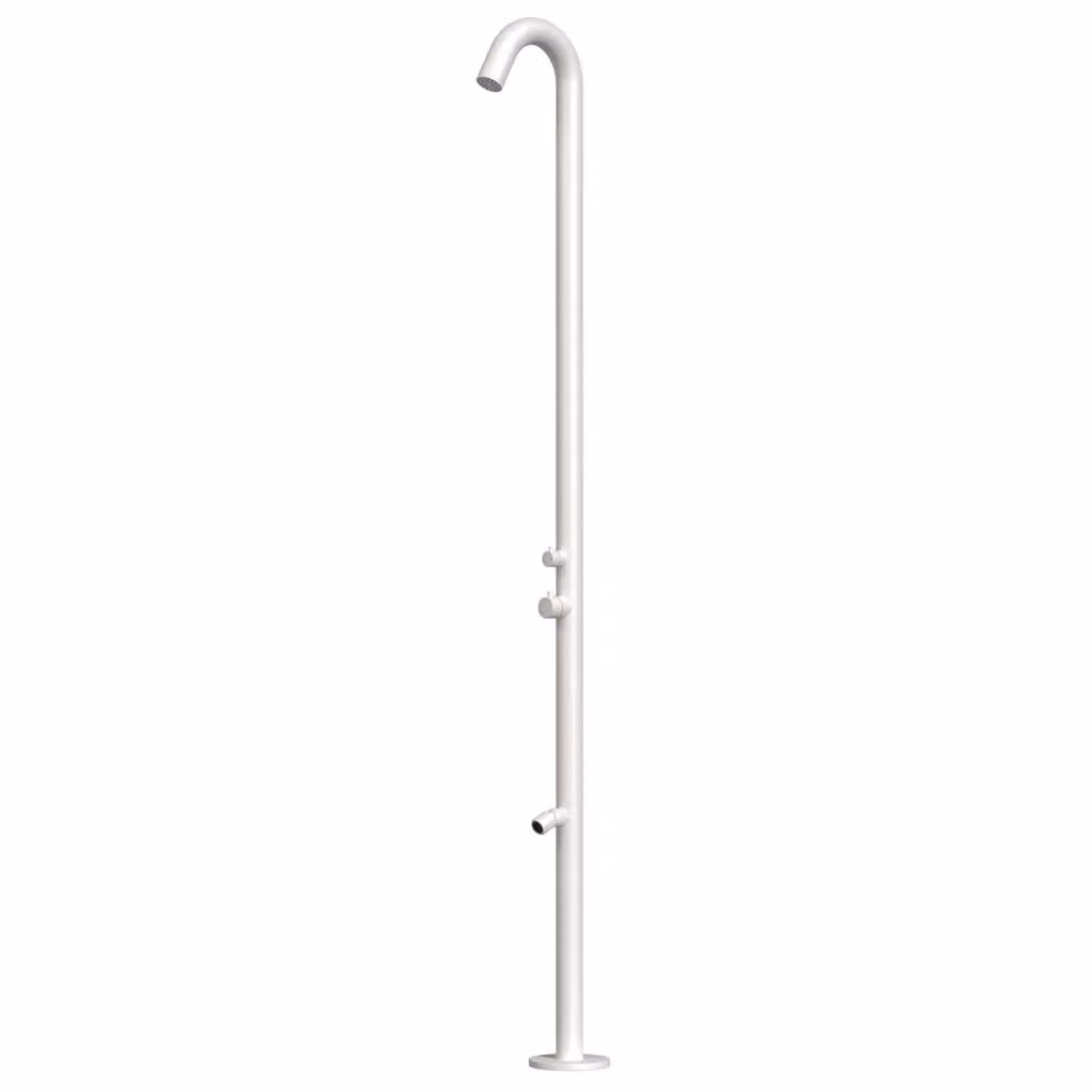 Doccia Esterna Sined in Acciaio Inox 316L Nautico Bianco con Miscelatore Caldo-Freddo e Lavapiedi Sistema C-BOX – 2