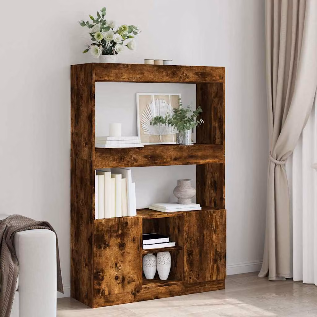 Credenza vidaXL in Legno Multistrato Rovere Fumo, L 92 cm x P 33 cm x H 140 cm