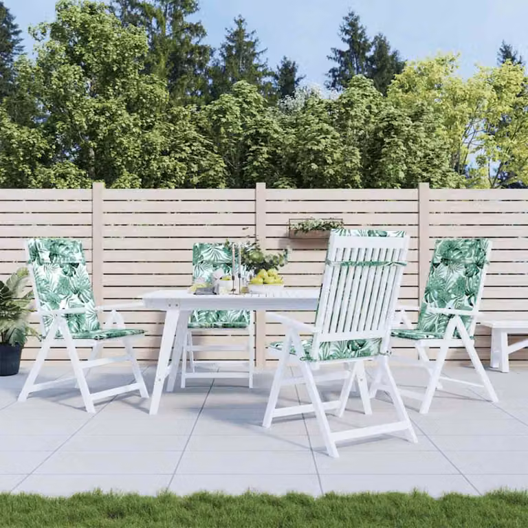 Set di 4 cuscini per schienale alto vidaXL con motivo foglie, tessuto Oxford verde, impermeabile e traspirante