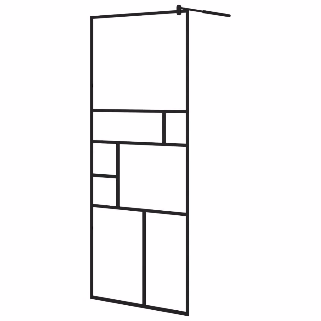 Parete Doccia Walk-in vidaXL in Vetro Trasparente con Profilo Nero L: 80 cm, H: 195 cm – 2