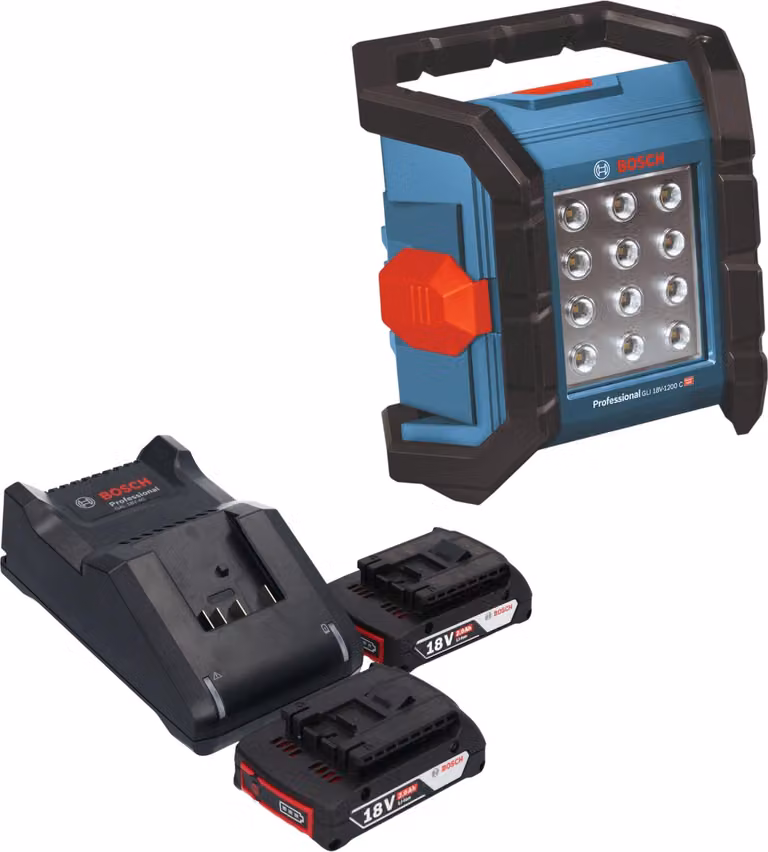 Faro da cantiere a batteria Bosch GLI 18V-1200 C Professional 18 V 1200 lm + 2 batterie da 2,0 Ah + caricabatterie