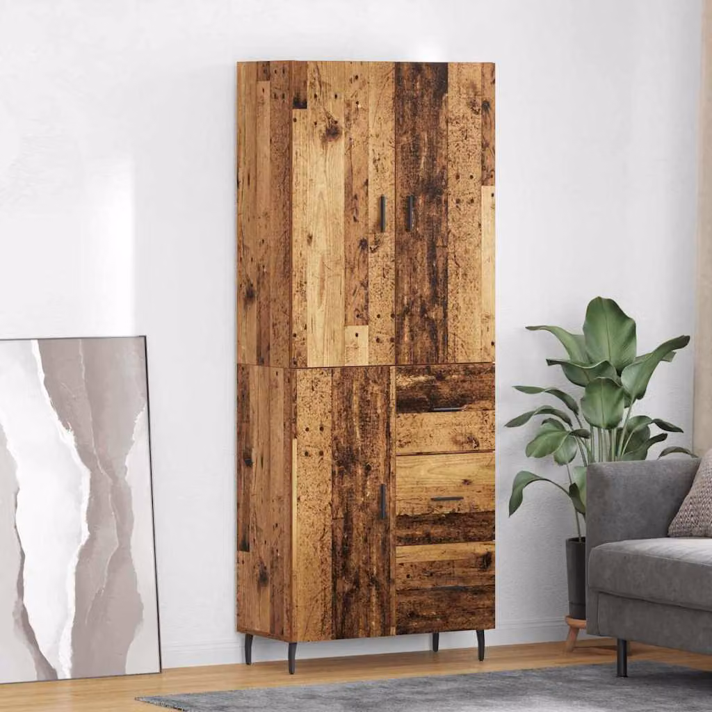 Set di 2 credenze vidaXL in legno effetto antico marrone per soggiorno e sala da pranzo, L/P/H: 69,5 x 34 x 180 cm