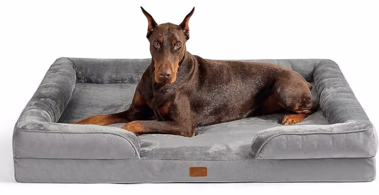Cuccia ortopedica per cani, divano ergonomico per cani, 134x106 cm, grigio, realizzata con schiuma a celle chiuse, adatta a cani di grossa taglia, lavabile e antiscivolo