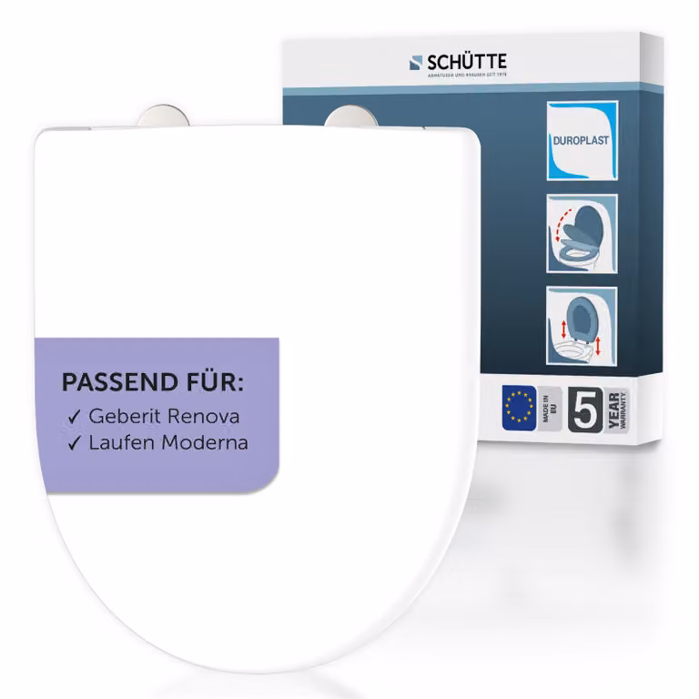 Sedile per WC SCHÜTTE adatto a Geberit RENOVA e Laufen MODERNA, bianco