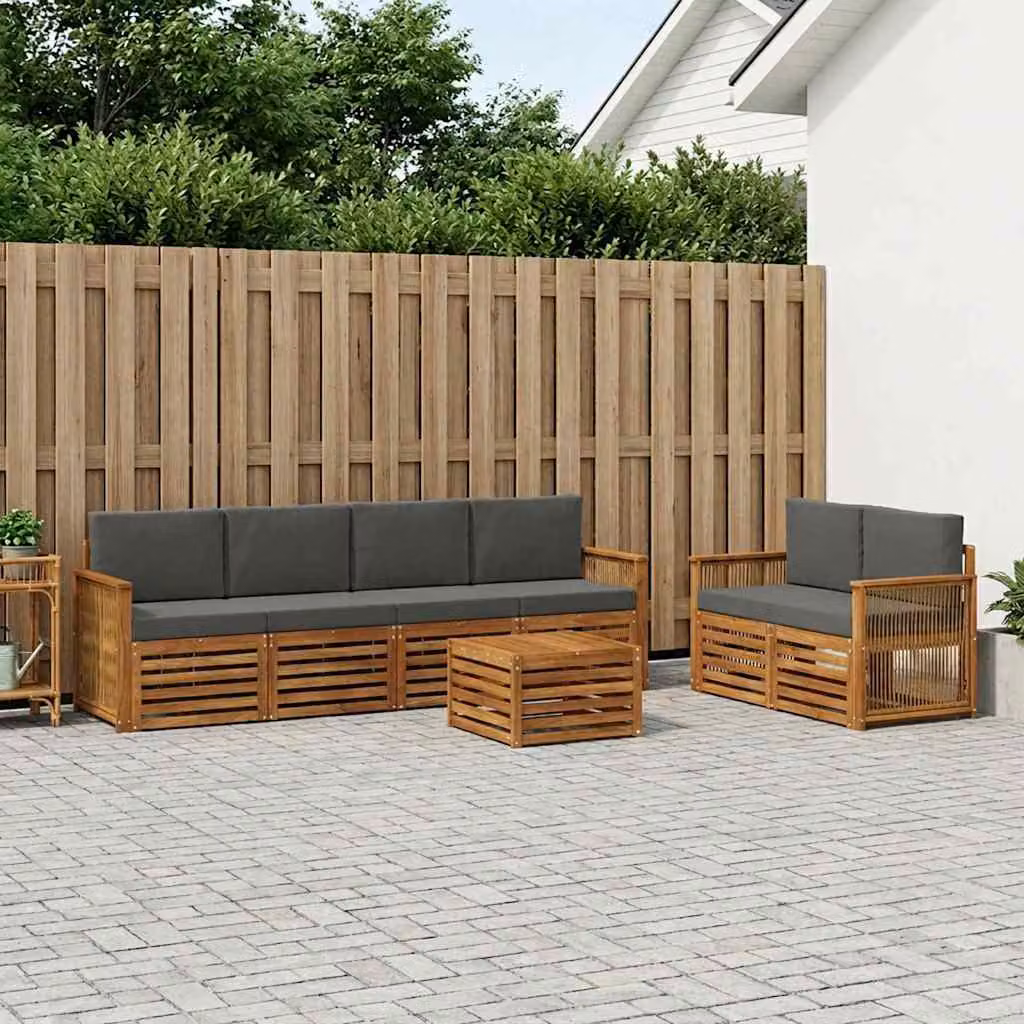 Set di divani da esterno vidaXL 7 pz in legno di acacia con tavolo da caffè, colore marrone, beige e antracite