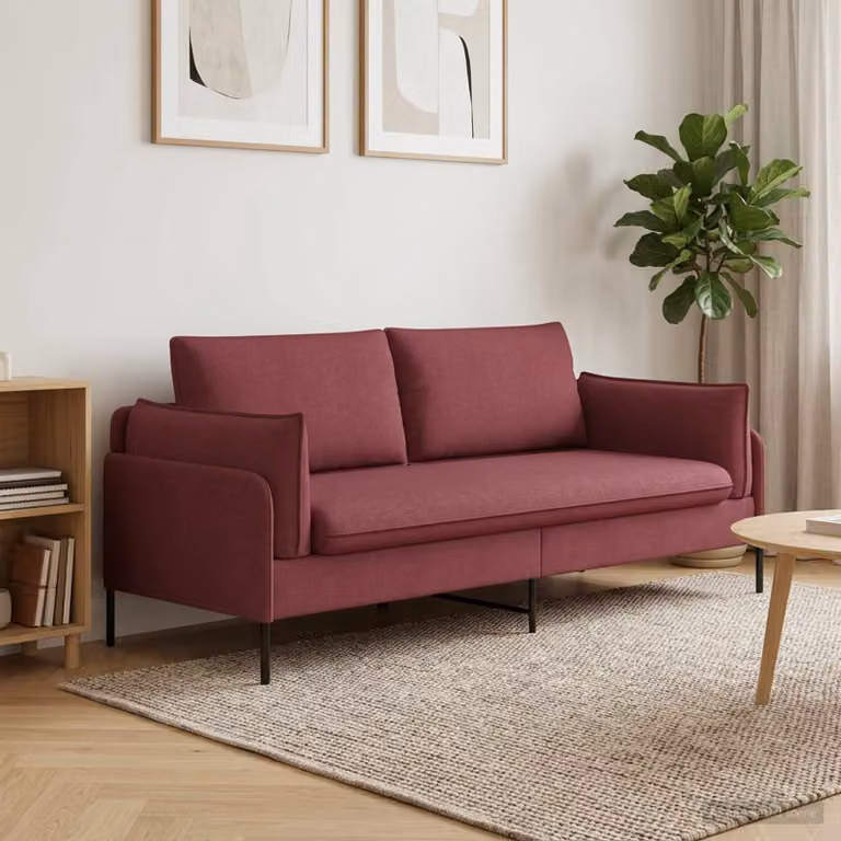 Divano a 2 posti moderno vidaXL in tessuto rosso, L: 188 cm, P: 81 cm, H: 89 cm
