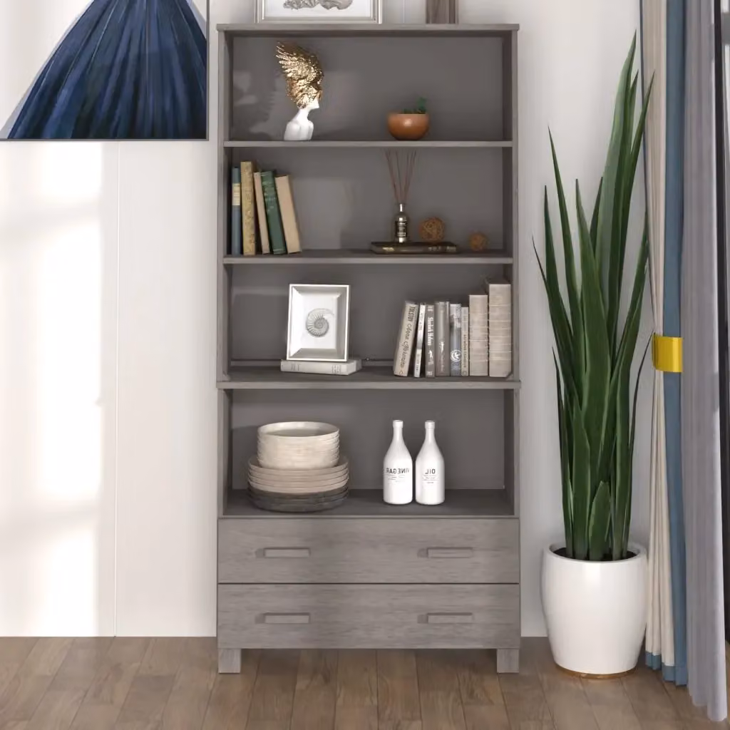 Credenza Buffet Hamar in Legno Massello di Pino Grigio Chiaro L: 180 cm, H: 85 cm, P: 35 cm – 2