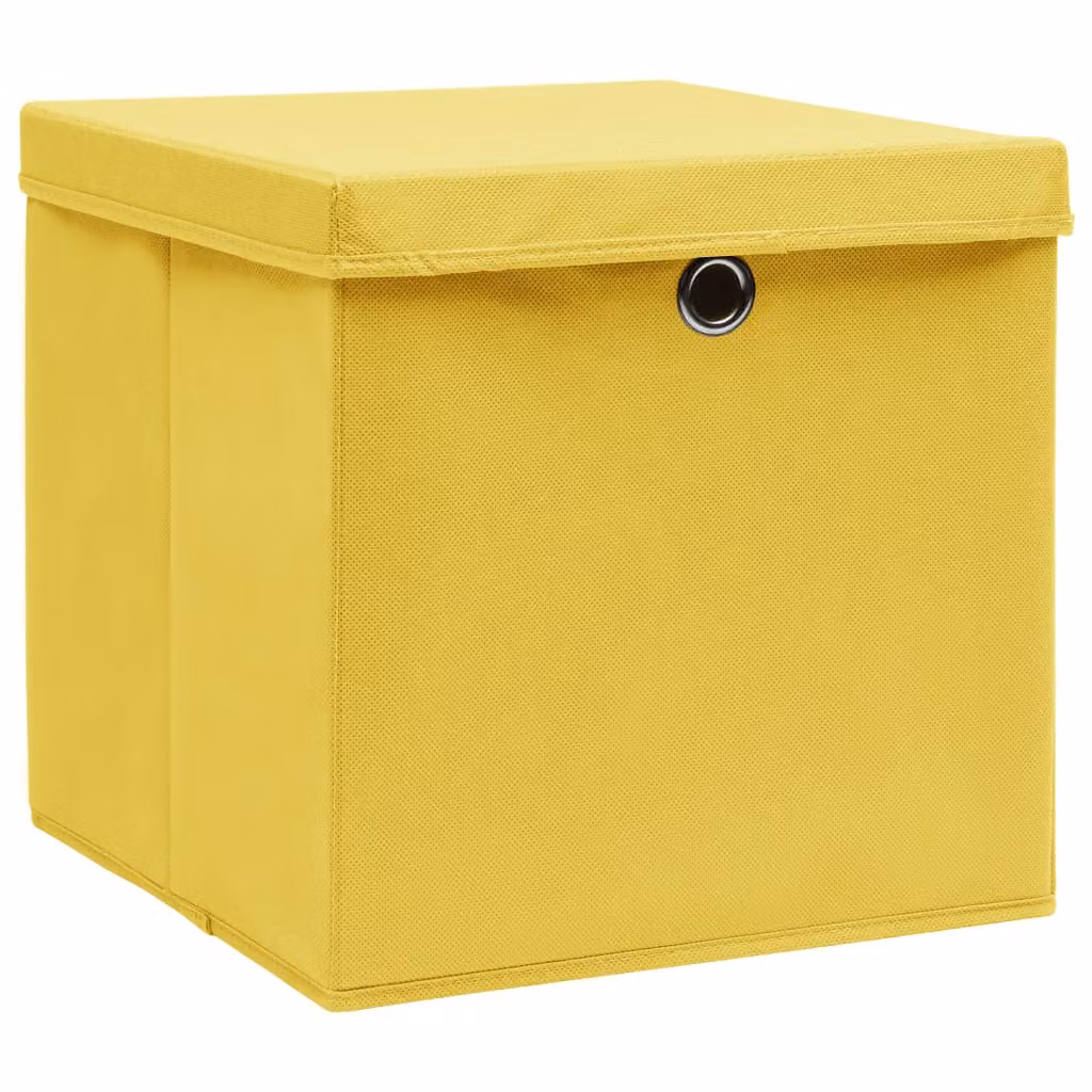 vidaXL Scatole con coperchio 10 pezzi 28x28x28 cm Giallo