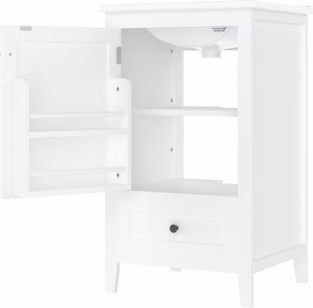 Mobile bagno con lavabo, cassetto silenzioso, ripiano regolabile, 51x46x85 cm, Bianco