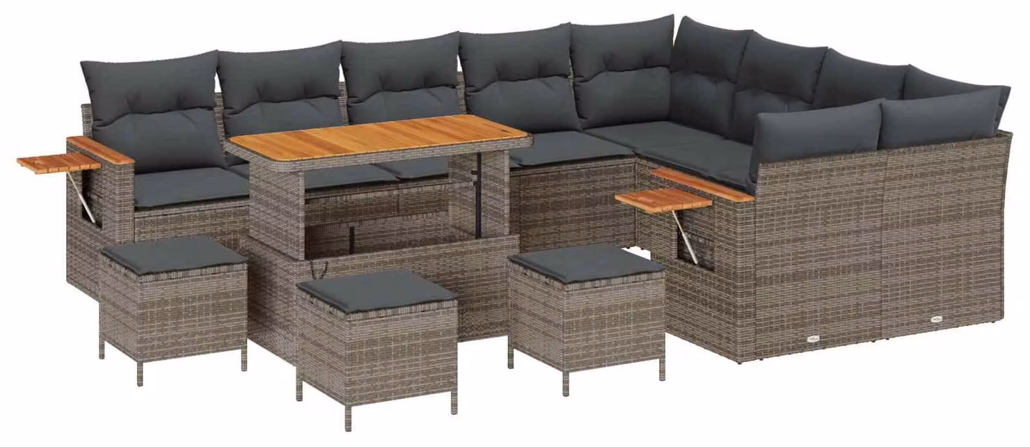 Set Divano da Giardino 13 pcs Grigio polyrattan