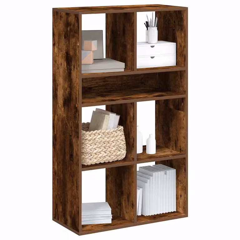 Libreria moderna vidaXL in legno multistrato color rovere fumo, L/P/H: 66 x 31 x 112 cm
