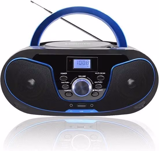 Lettore CD portatile per bambini con Bluetooth, radio FM e ingresso USB, colore nero