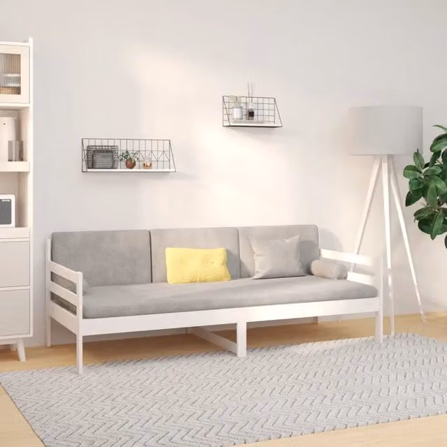 Dormeuse bianca in legno di pino massello con struttura a doghe rigide vidaXL L/P: 200 x 80 cm – 1