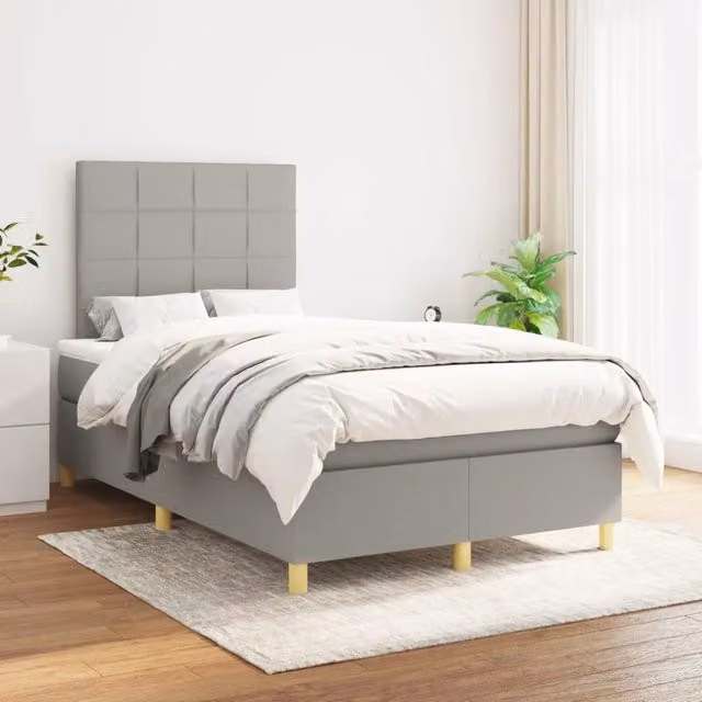 Letto Ibrido con Giroletto a Molle e Materasso vidaXL, Grigio e Bianco, L/P/H: 120 x 200 x 203 cm