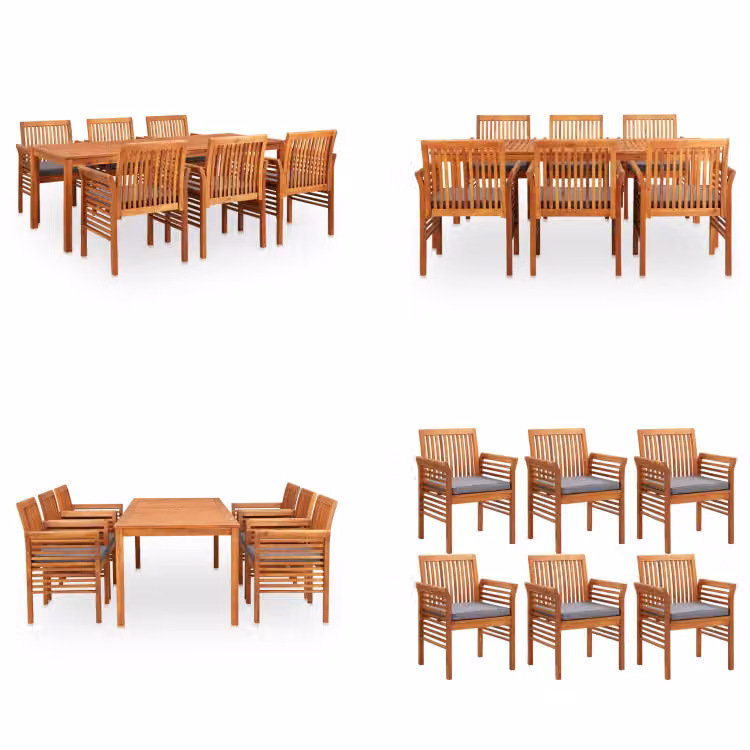 vidaXL Gruppo da pranzo da giardino 7 pezzi con cuscini in legno massiccio di acacia - Gruppo da pranzo - Gruppi da pranzo - Tavolo e sedie da pranzo - Tavoli e sedie da pranzo