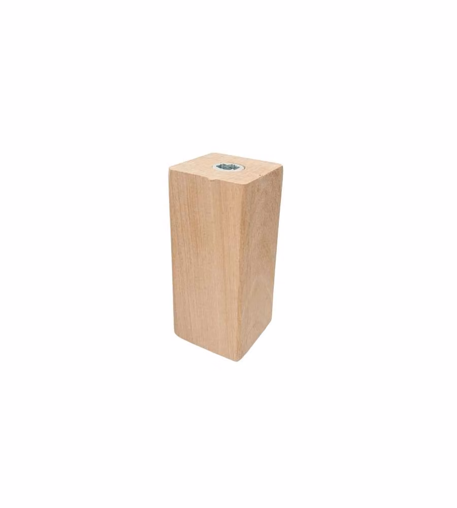 Piede Quadrato Legno Grezzo 44x44 mm Altezza 100 mm Fissaggio M10
