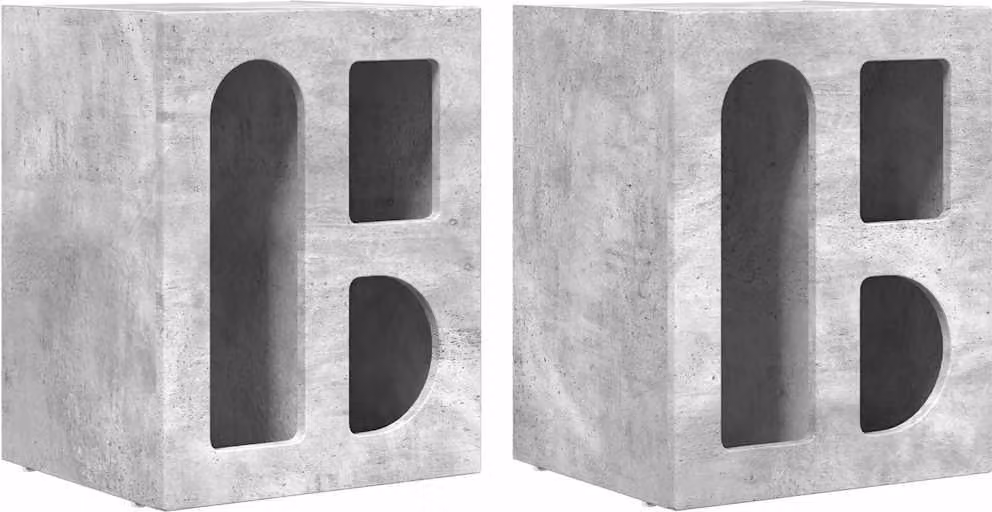 Comodino 2 pcs Grigio cemento 40 x 35 x 50 cm Legno multistrato