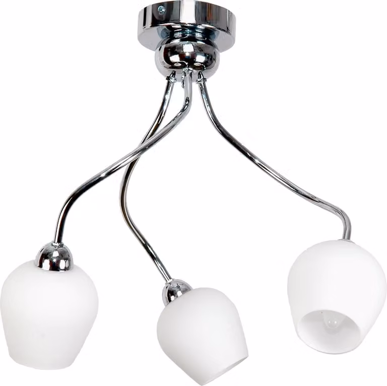 Lampada da soffitto cromata con paralume in vetro bianco MAXIMUS 7-172
