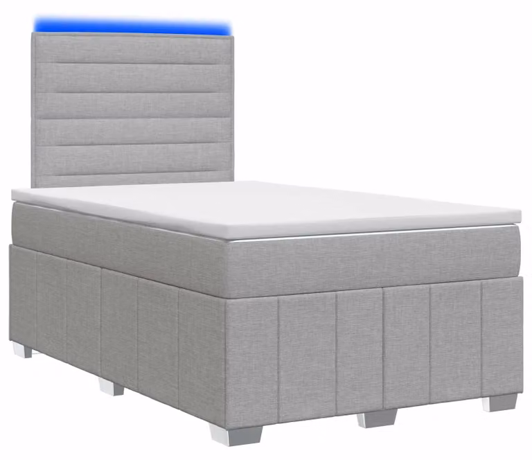 Letto boxspring LED con materasso Grigio chiaro 120 x 190 cm Tessuto