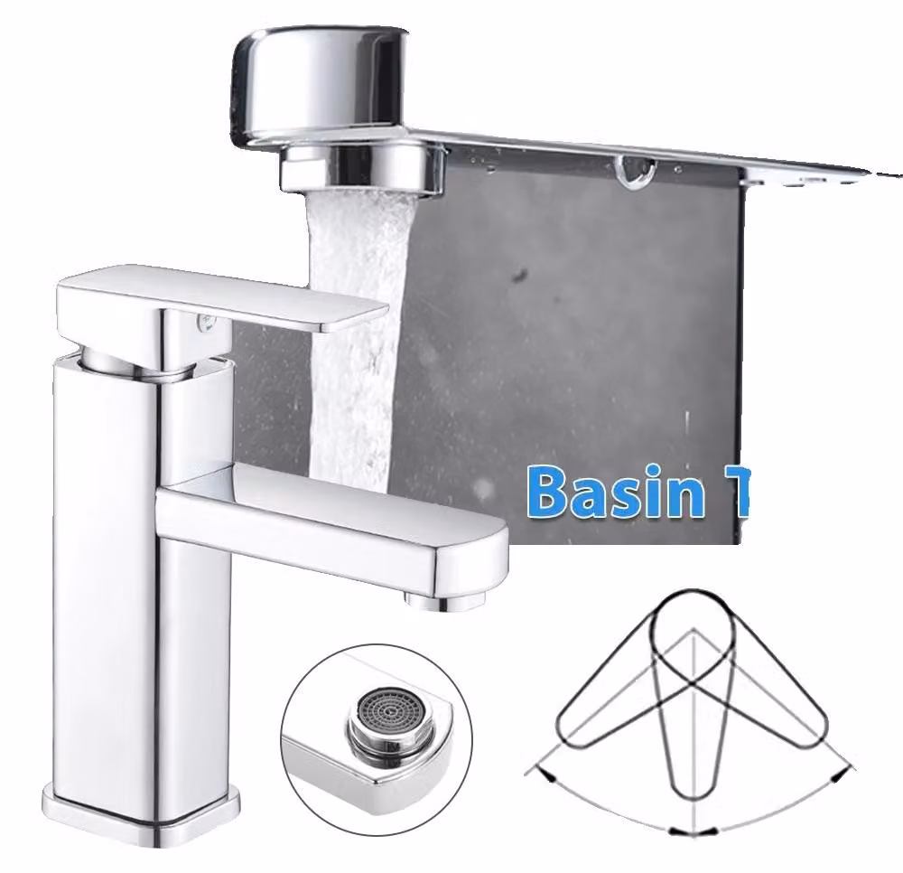 Miscelatore per lavabo, altezza 17,5 cm, altezza del beccuccio 10 cm, montaggio a incasso, materiale: ottone e ABS, valvola in plastica