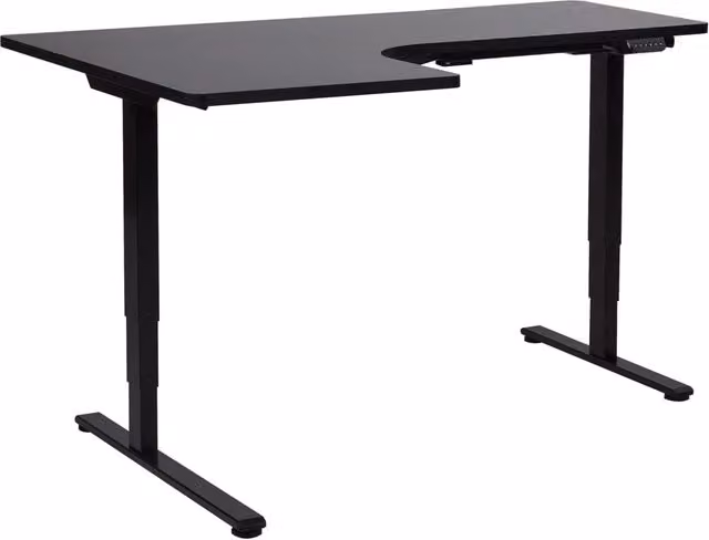 Scrivania elettrica regolabile in altezza BELIANI con piano nero opaco in MDF e struttura in metallo, L 160 x P 59 cm