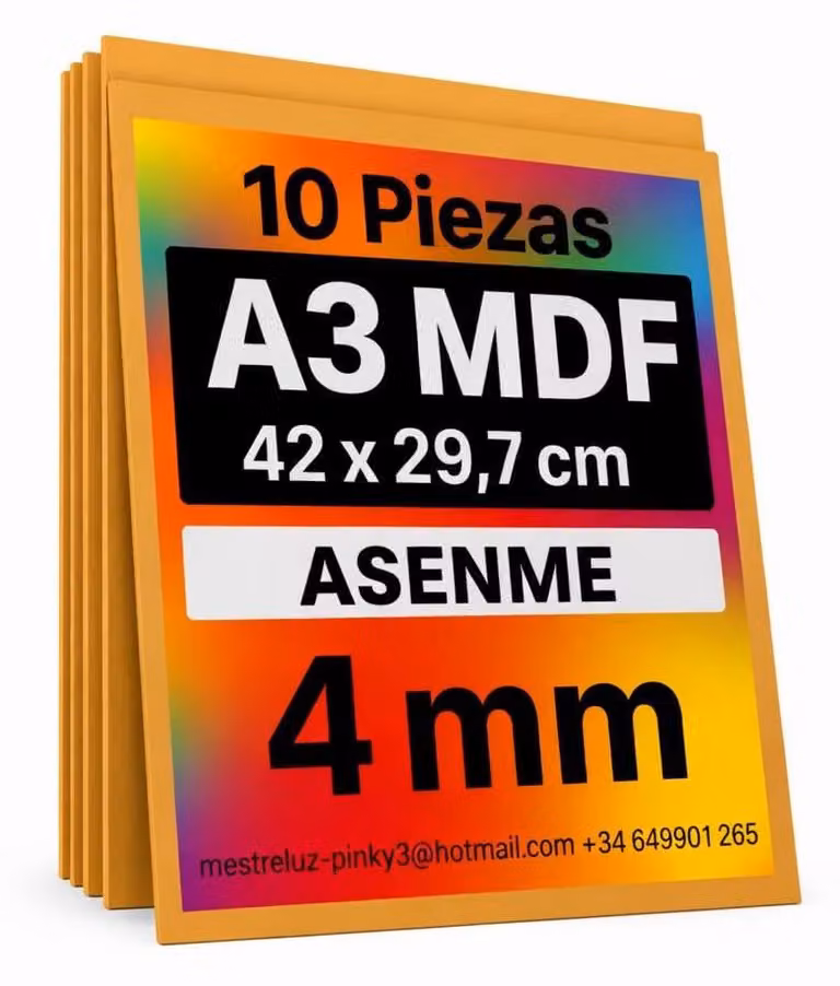 Pannelli in MDF, 10 pezzi, dimensioni 42 x 29,7 cm, spessore 4 mm, formato A3, rettangolari