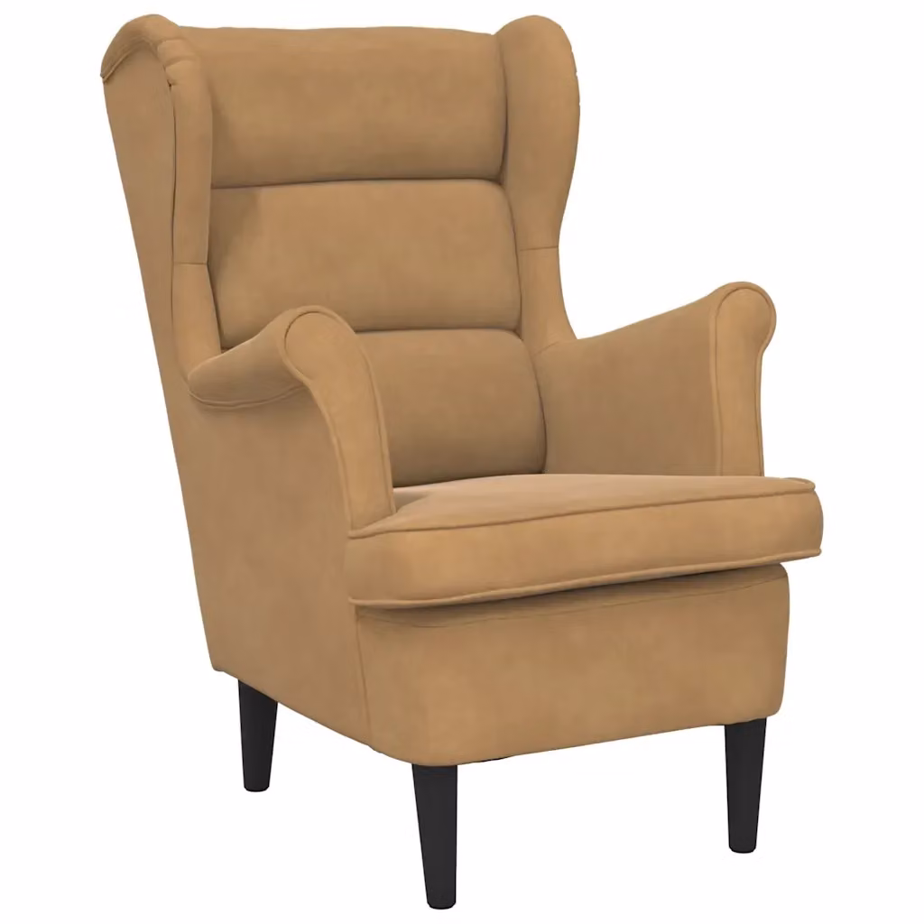 Poltrona vidaXL in velluto marrone con braccioli e design a tub per il tuo soggiorno – 2