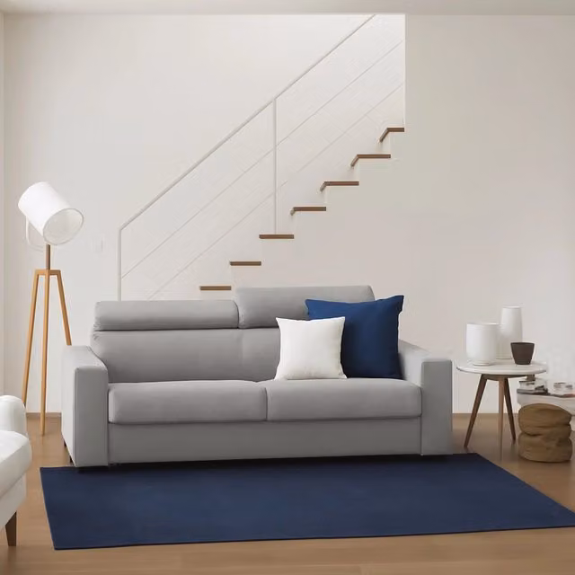 Divano Letto Amalfi Talamo Italia, Divano a 2 posti con apertura girevole, poggiatesta regolabili e braccioli standard, Grigio, L: 200 cm, P: 95 cm, H: 85 cm