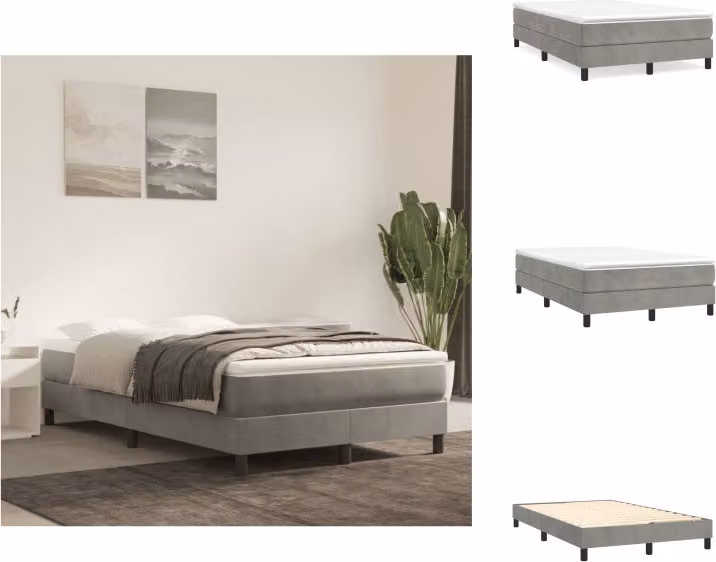 vidaXL Letto boxspring grigio chiaro 120x200 cm in velluto - Letti e strutture letto
