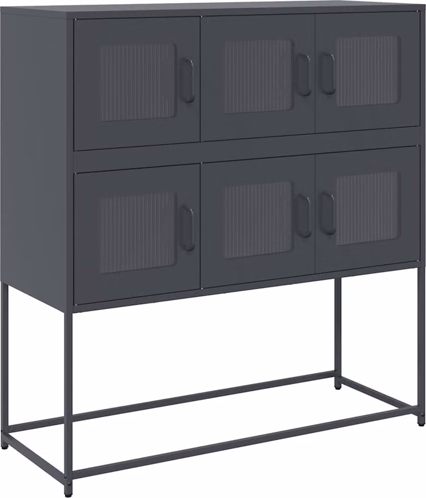 Credenza Antracite 100,5x39x107 cm in Acciaio Laminato a Freddo