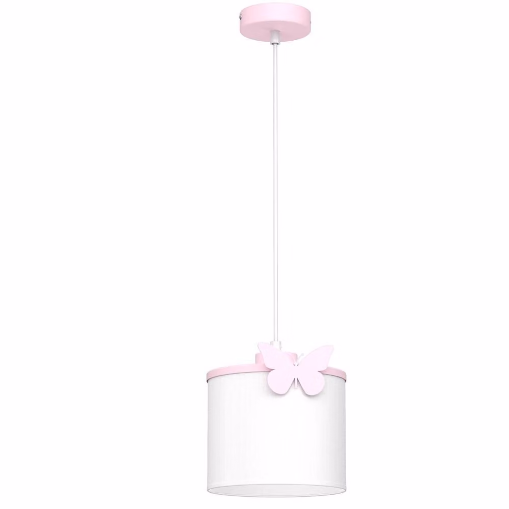 Lampada a sospensione bianca paralume rosa farfalla Sweet 1xE27 15W Luminex