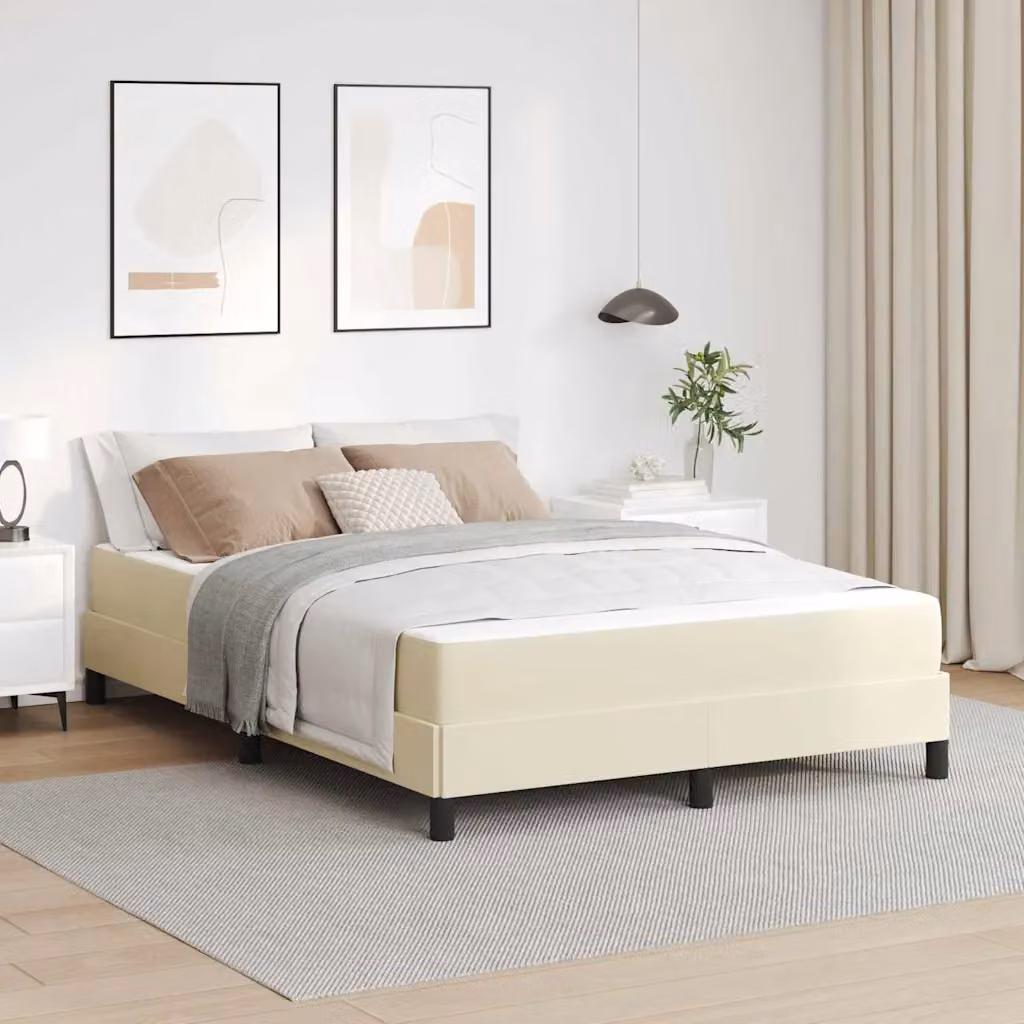 vidaXL Struttura del letto con materasso ibrido in tessuto beige L 140 cm x P 190 cm – 1